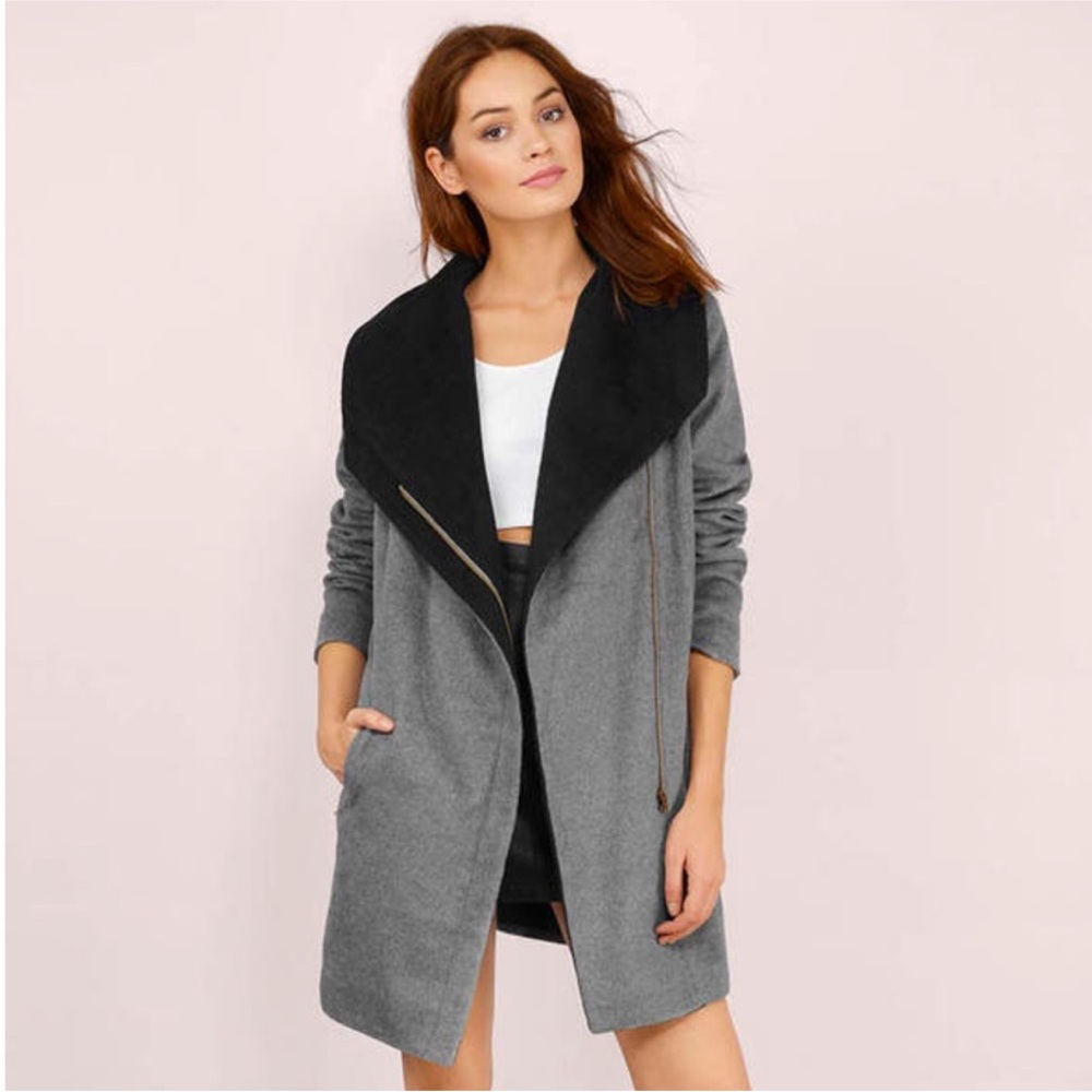 Grey/Black Wool Blend Coat